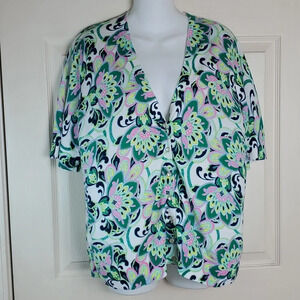 Talbots Petites WomenCardigan Sweater V-Neck Colorful Paisley XLp